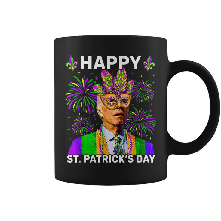 Happy St Patricks Day Confused Biden Sarcastic Mardi Gras  Coffee Mug
