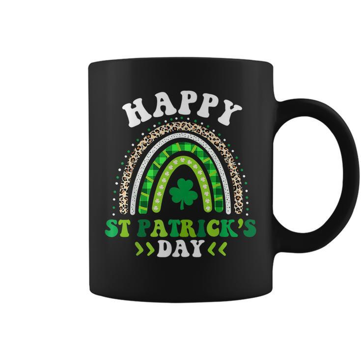 Happy St Patricks Day Leopard Print Rainbow Shamrock Irish   V6 Coffee Mug