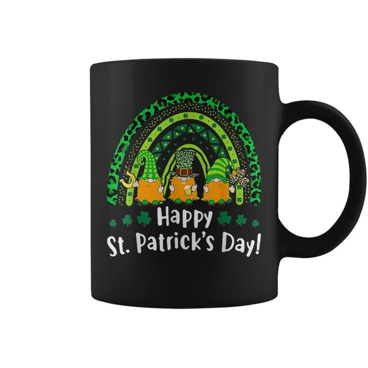 Happy St Patricks Day Rainbow Gnome Lucky Leopard Shamrock Coffee Mug