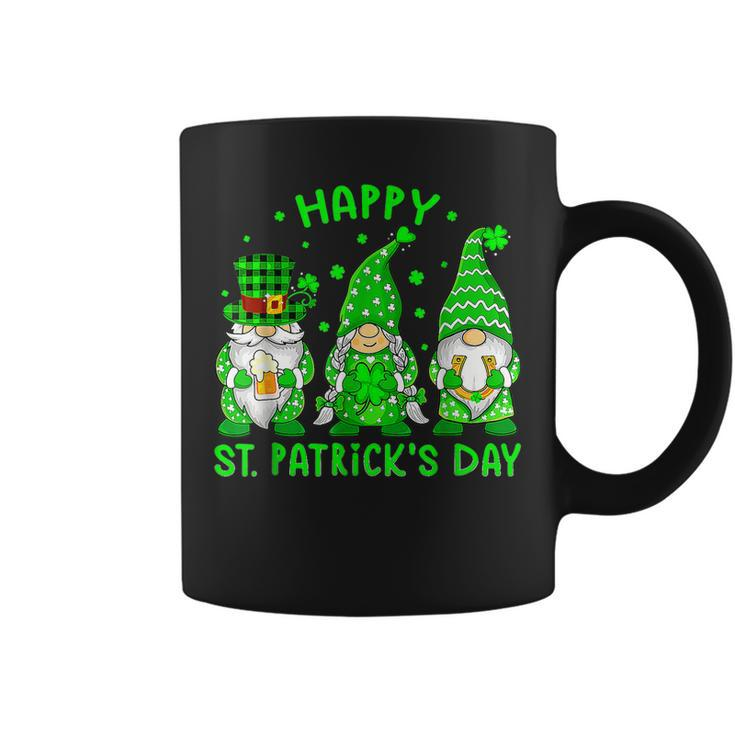 Happy St Patricks Day Three Gnomes Squad Holding Shamrock  Coffee Mug