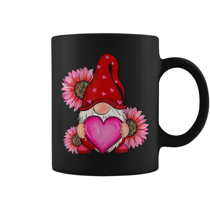 Happy Valentines Day Gnome With Leopard Sunflower Valentine  Coffee Mug