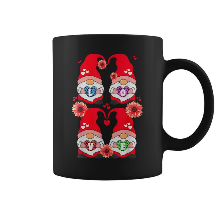 Happy Valentines Day Gnome With Leopard Sunflower Valentine  Coffee Mug