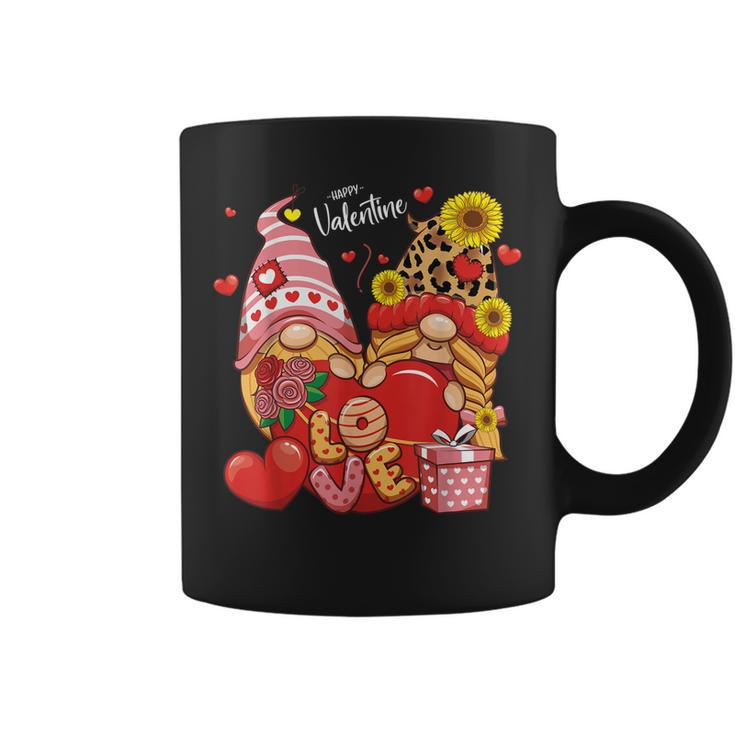 Happy Valentines Day Gnomes With Leopard Sunflower Valentine  V8 Coffee Mug