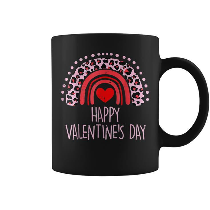 Happy Valentines Day Leopard Rainbow Red Women Valentine  V2 Coffee Mug