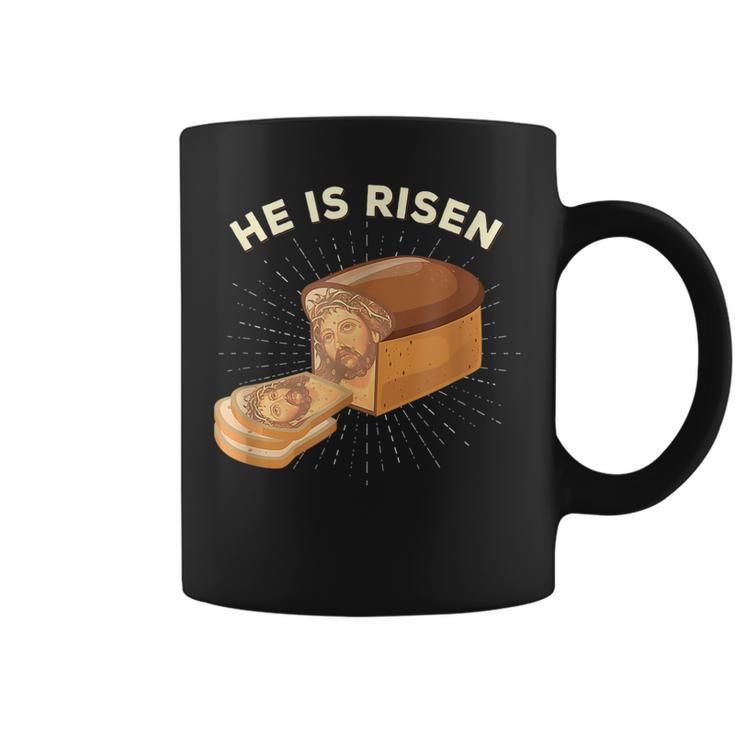 He Is Risen Jesus Christ Easter Pun Christian Bread Baker  Coffee Mug