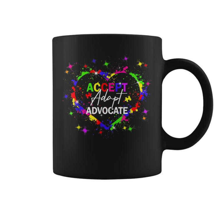 Heart Color Puzzle Accept Adapt Advocate Autism Awareness  Coffee Mug
