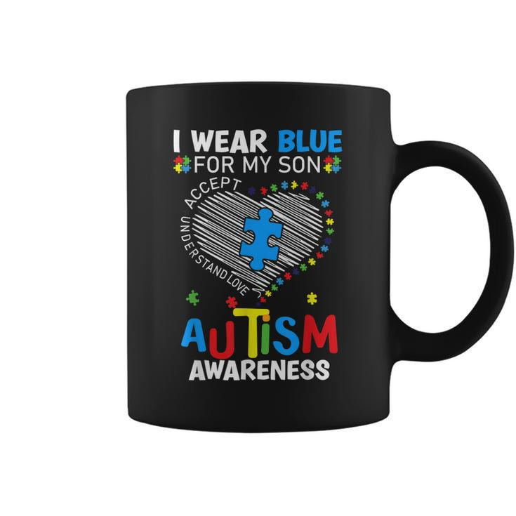 Heart I Wear Blue For My Son Autism Awareness - Love My Son  Coffee Mug