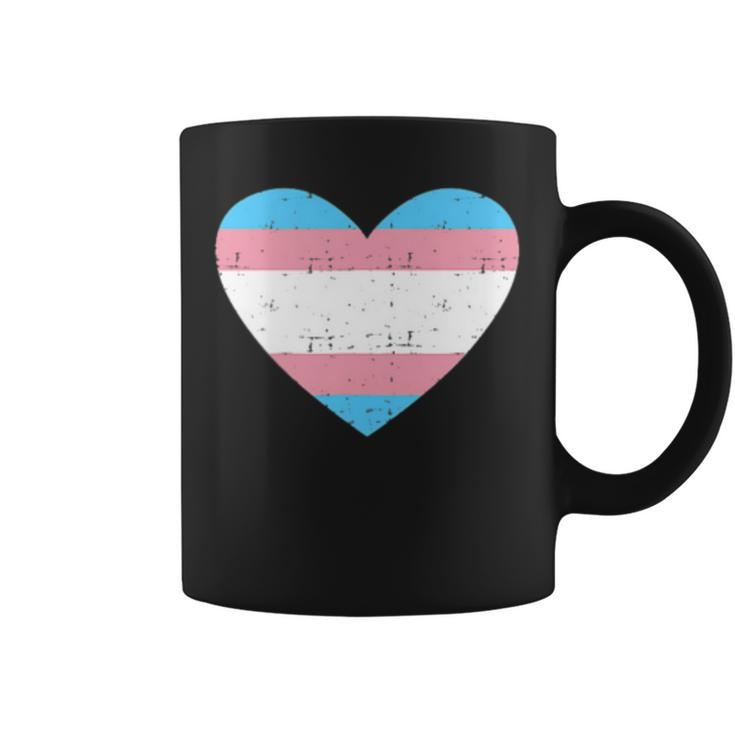 Heart With Transgender Flag For Trans Pride Month  Coffee Mug