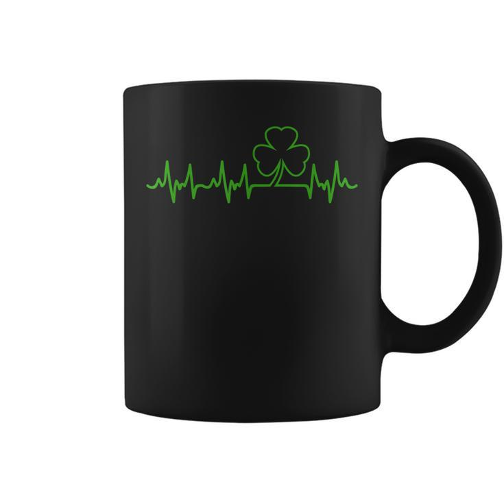 Heartbeat Shamrock Irish Lucky Clover St Patricks Day Gifts Coffee Mug