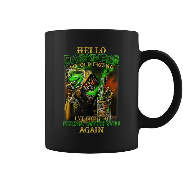 Hello Darkness My Old Friend Ive Come To Drink With Skull  Coffee Mug