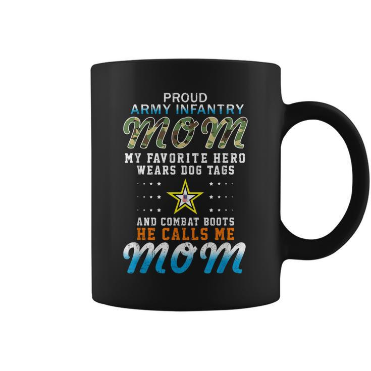 Hero Wears Dog Tags & Combat Bootsproud Army Infantry Mom  Coffee Mug