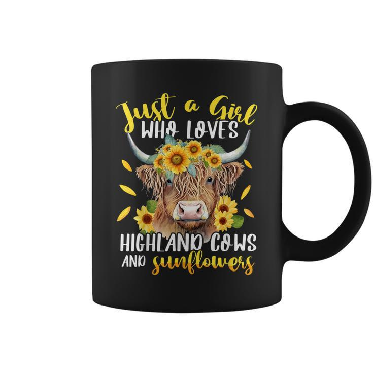 Highland Cows And Sunflower Farm Scottish Farmer Farming  Coffee Mug