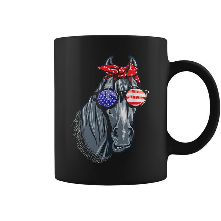 Horse 4Th Of July  Women Horse Graphic American Flag  Coffee Mug