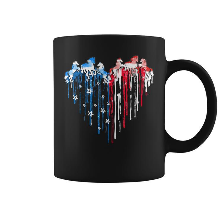 Horses Heart American Flag 4Th Of July Patriotic Horse Lover  Coffee Mug