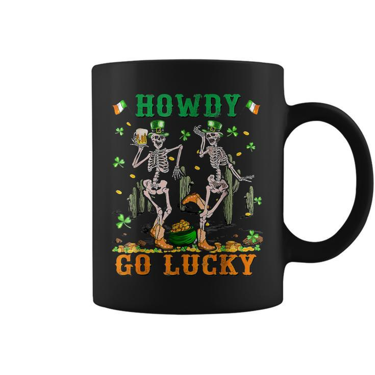 Howdy Go Lucky Shamrock Dancing Skeleton Patricks Day 2023  Coffee Mug
