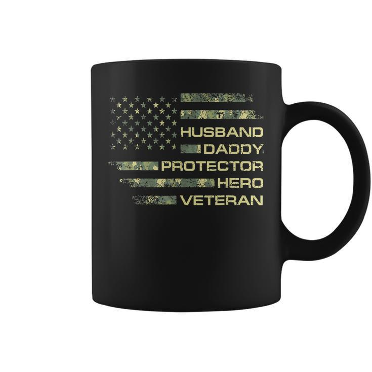 Husband Daddy Protector Hero Veteran Usa Flag Camouflage Dad Gift For Mens Coffee Mug