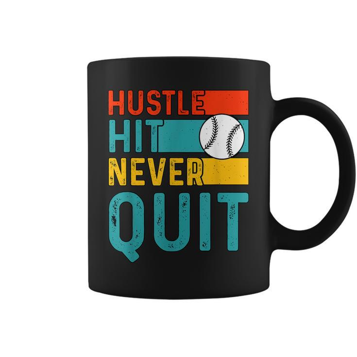 Hustle Hit Never Quit Baseball Coffee Mug