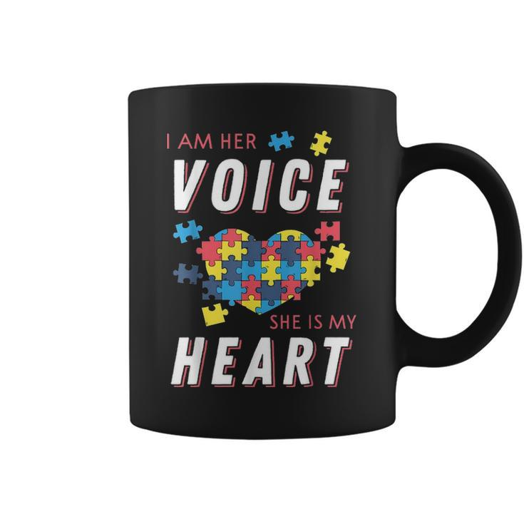 I Am Her Voice And She Is My Heart Autism Mom Or Dad Coffee Mug