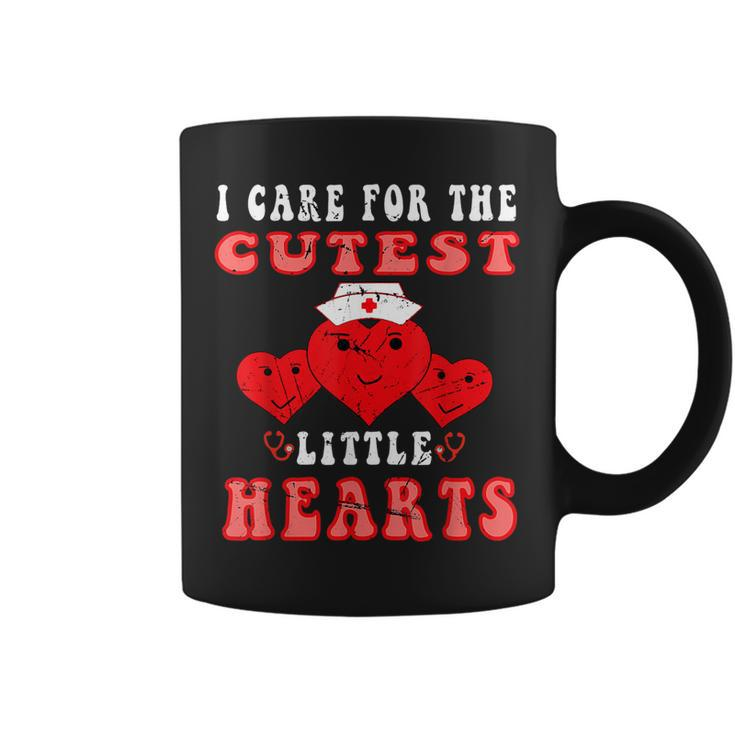 I Care For The Cutest Little Hearts Groovy Nurse Valentines  V3 Coffee Mug