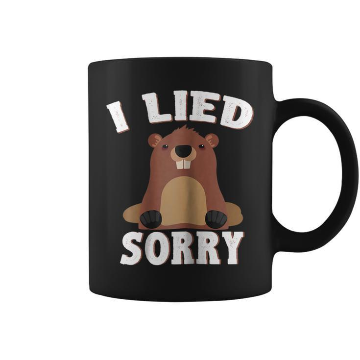 I Lied Sorry Funny Groundhog Day  Brown Pig Gift V2 Coffee Mug