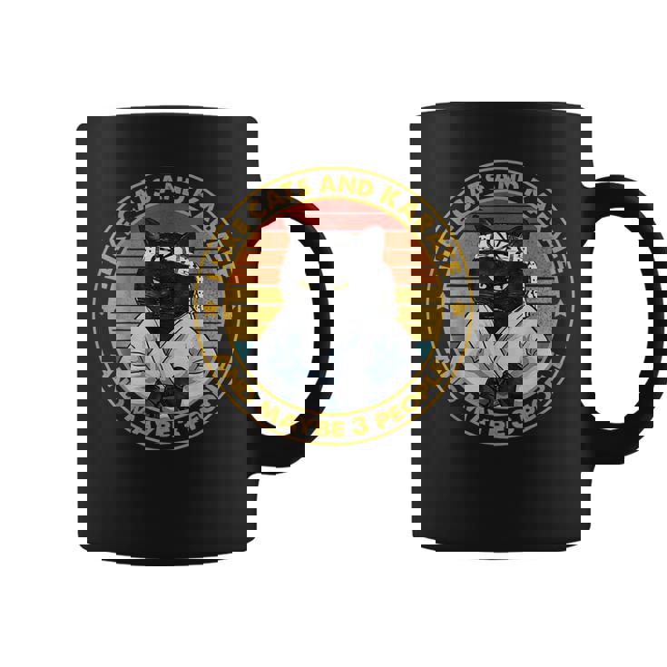 I Like Cat And Karate And Maybe 3 People Black Cat Funny Coffee Mug