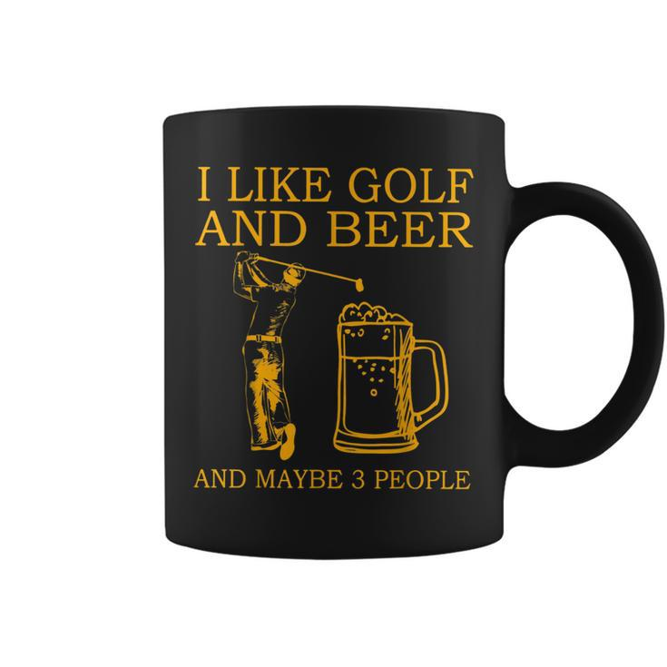 I Like Golf And Beer And Maybe 3 People Retro Vintage Coffee Mug