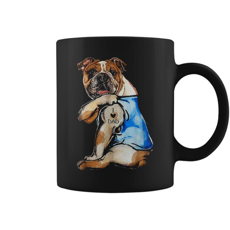 I Love Dad Tattoo English Bulldog Dog Dad Tattooed Coffee Mug
