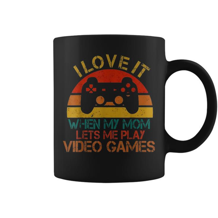 I Love It When My Mom Lets Me Play Video Games Vintage Gamer Coffee Mug