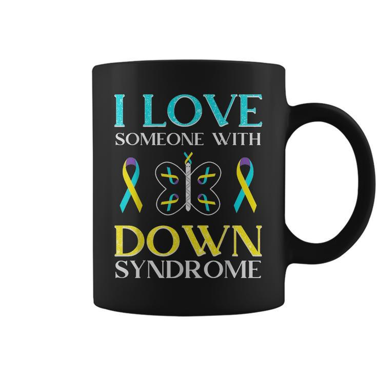 I Love Someone With Down Syndrome Butterfly Dad Mom Gift Coffee Mug