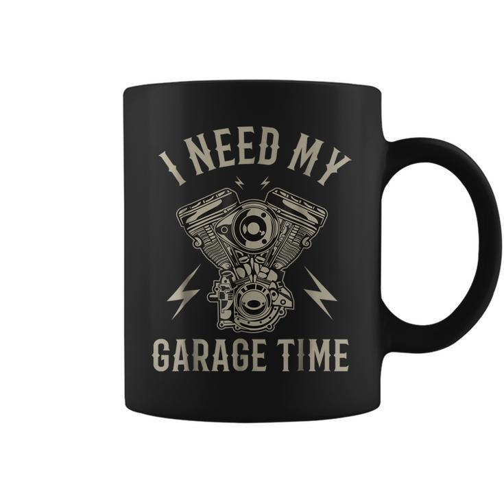 I Need My Garage Time  Funny Motorcycle Engine Coffee Mug