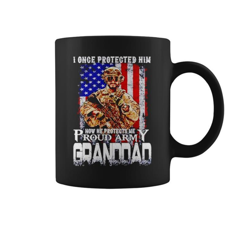 I Once Protected Him Now He Protects Me Proud Army Granddad Coffee Mug