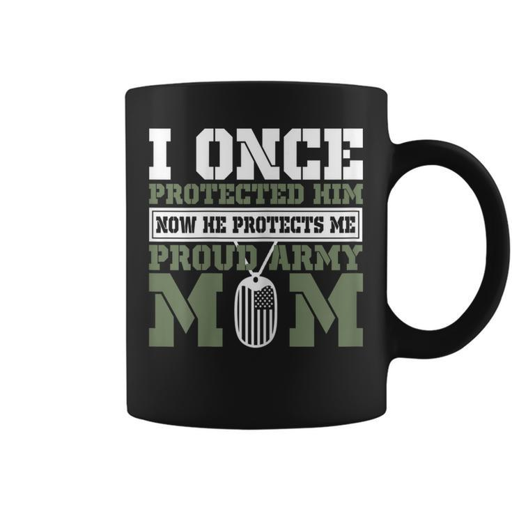 I Once Protected Him Now He Protects Me Proud Army Mom  Gift For Womens Coffee Mug