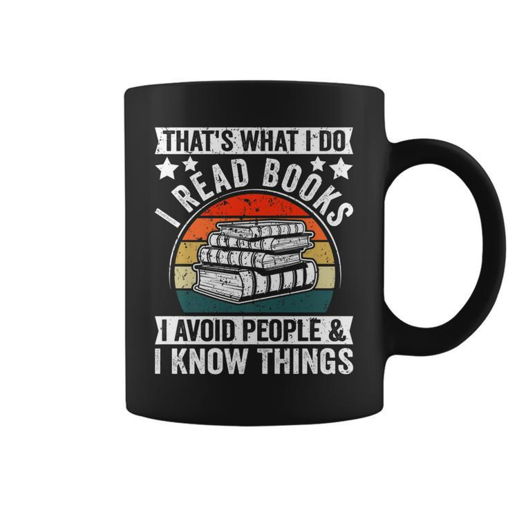I Read Books Avoid People & I Know Things Book Lover   Coffee Mug