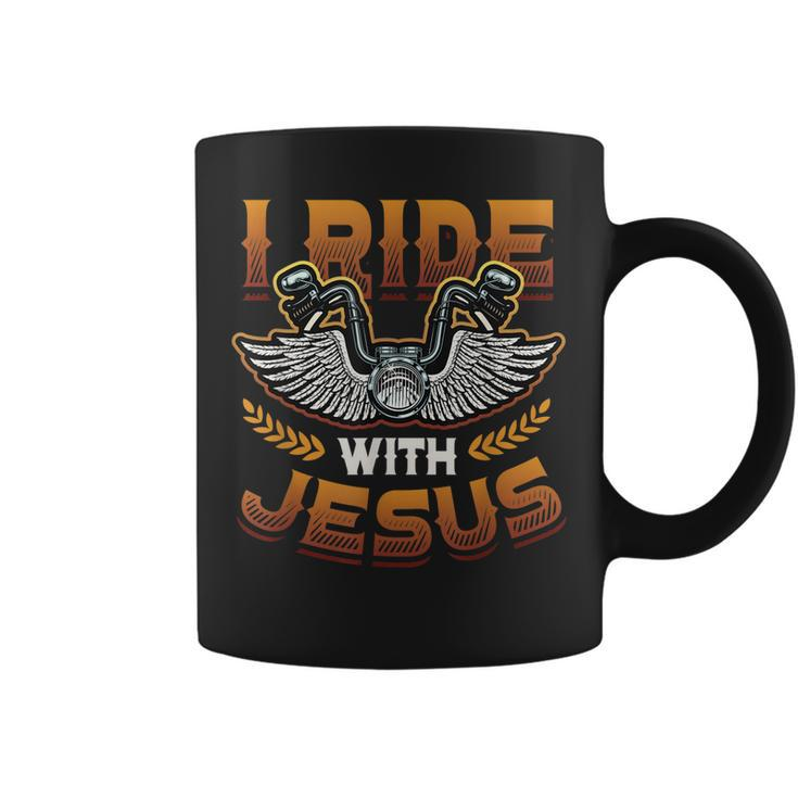 I Ride With Jesus Motorcycle Biker Christian Coffee Mug