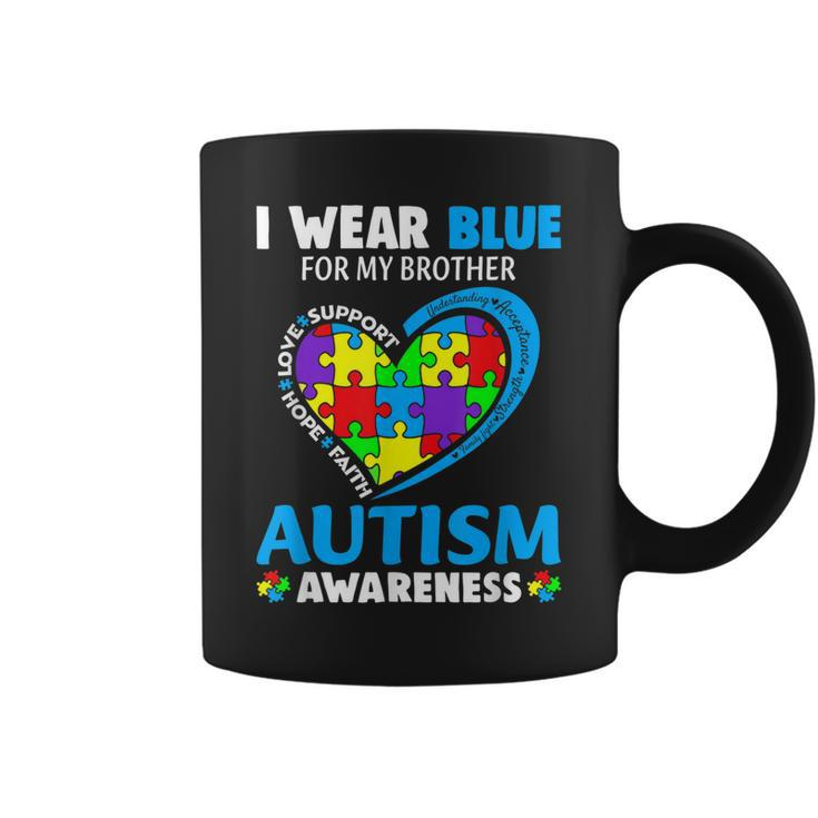 I Wear Blue For My Brother Autism Awareness Day Mom Dad  Coffee Mug