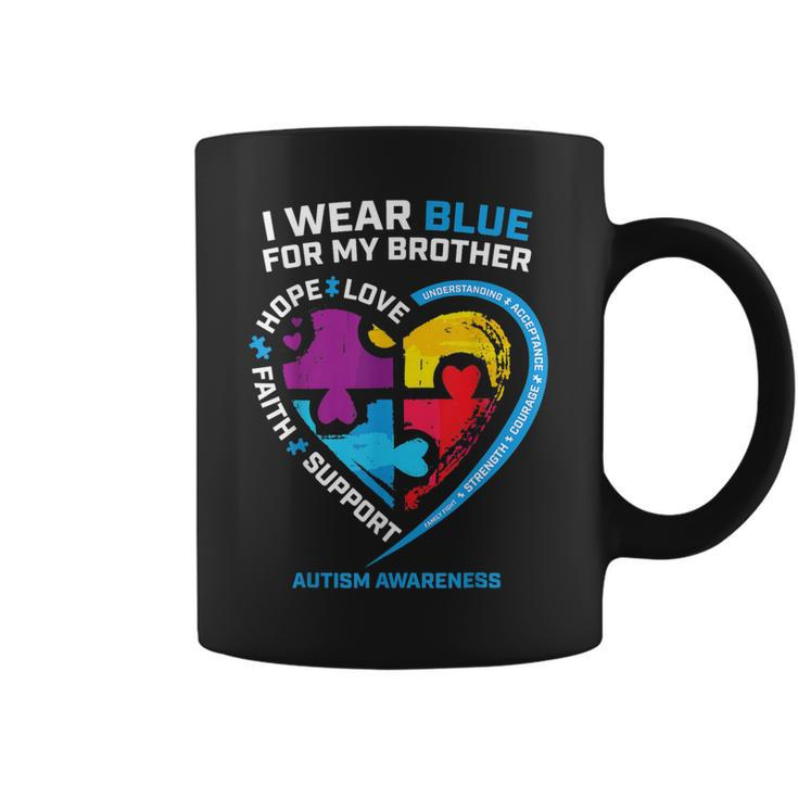 I Wear Blue For My Brother Kids Autism Awareness Sister Boys  Coffee Mug