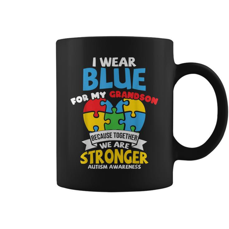 I Wear Blue For My Grandson Autism Awareness Grandparents  Coffee Mug