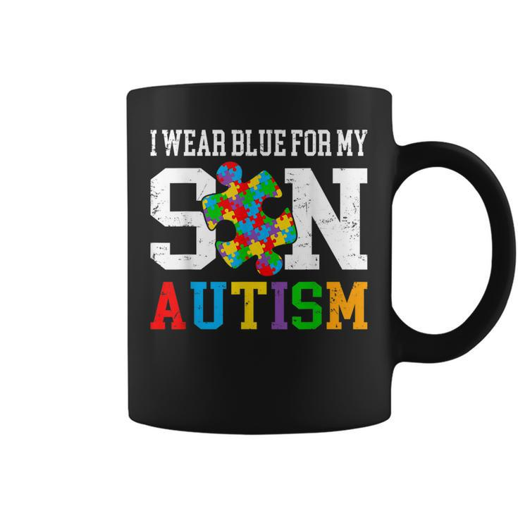 I Wear Blue For My Son Autism Awareness Day Mom Dad Parents  Coffee Mug