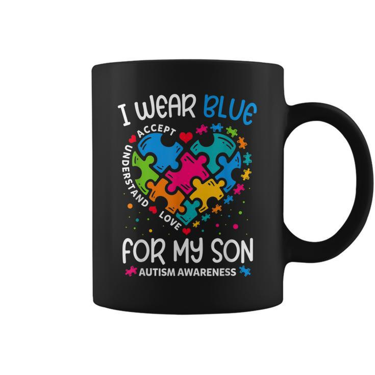 I Wear Blue For My Son  Autism Awareness Month For Mom  Coffee Mug
