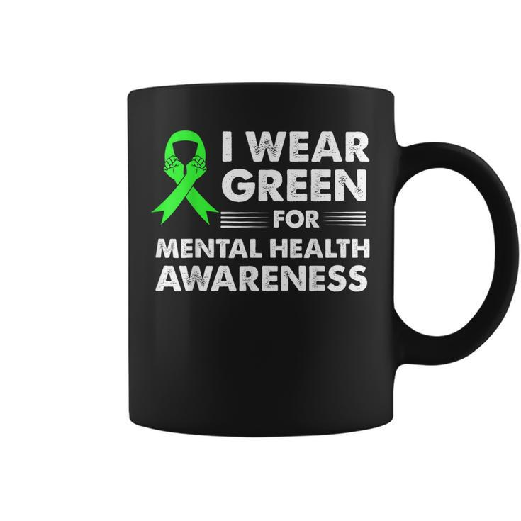I Wear Green For Mental Health Awareness Month Ribbon  Coffee Mug