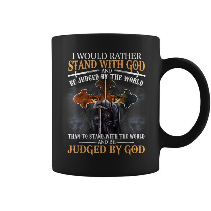I Would Rather Stand With God Christian Knight Templar Lion  Coffee Mug