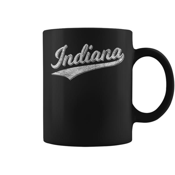 Indiana Retro Vintage Baseball Sports Script Flag Swoosh  Coffee Mug