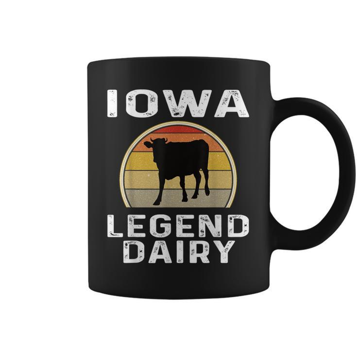Iowa Dairy Farmer Legend Dairy Cow Cattle Lustiger Retro-Sonnenuntergang Tassen
