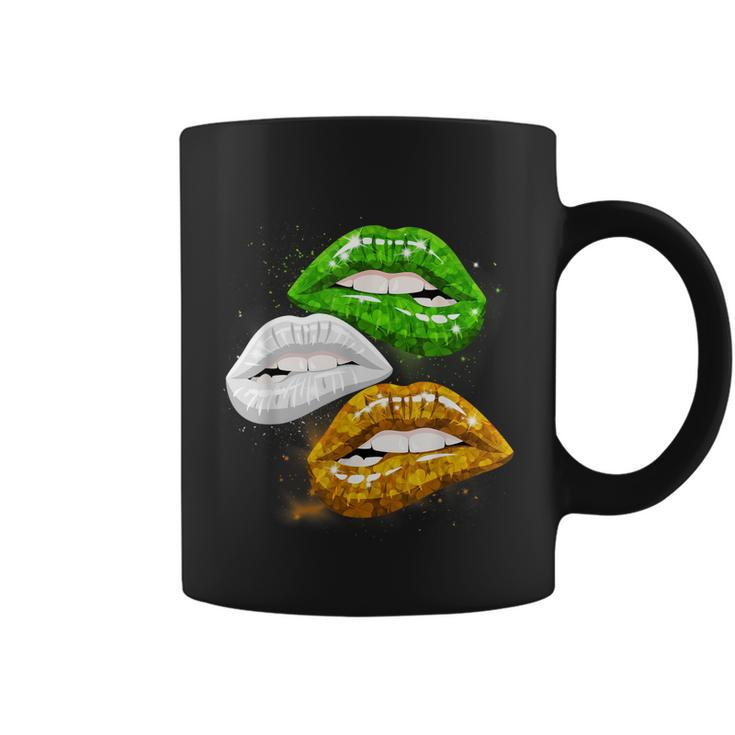 Irish Flag Shamrock Biting Lips Funny St Patrick Leprechaun  Coffee Mug