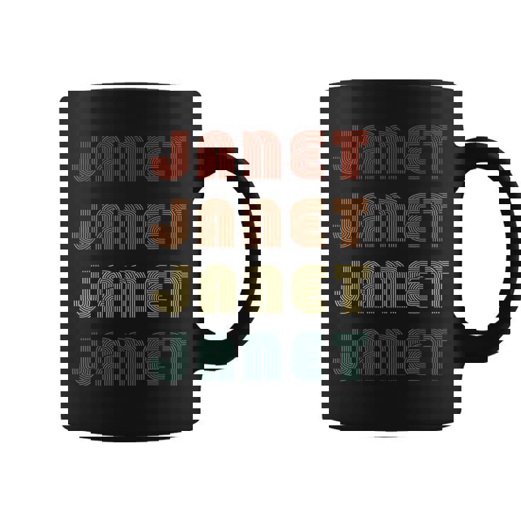 Janet First Name Retro Vintage Style Wordmark Pattern Coffee Mug