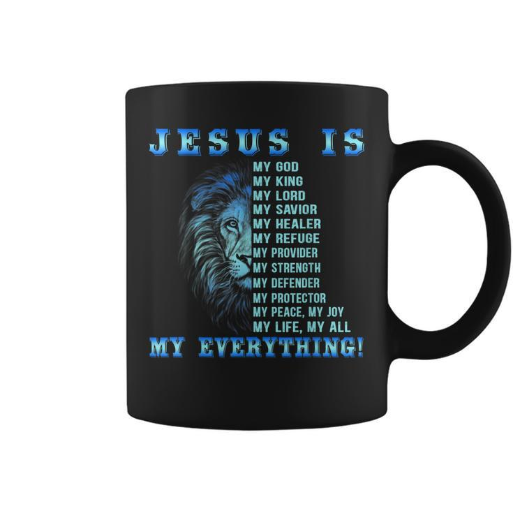 Jesus Is My God King My Lord My Savior Blues Lion Christian  Coffee Mug