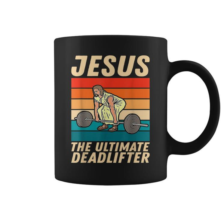 Jesus The Ultimate Deadlifter Funny Vintage Gym Christian  Coffee Mug