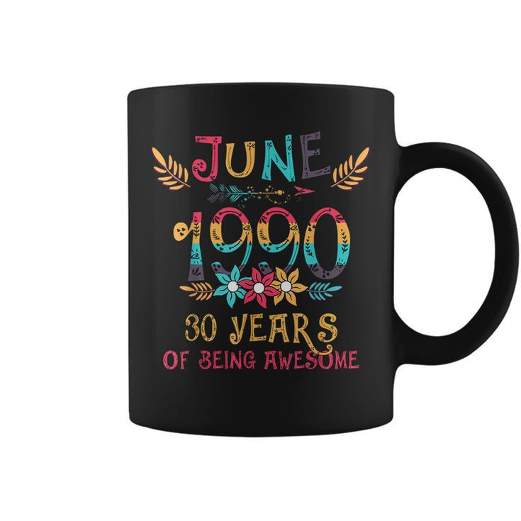 June 1990 Floral Birthday 30 Years Of Being Awesome Coffee Mug