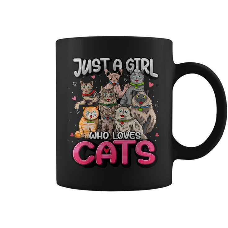 Just A Girl Who Loves Cats  Cute Cat Lover Cat Mom Girl  Coffee Mug