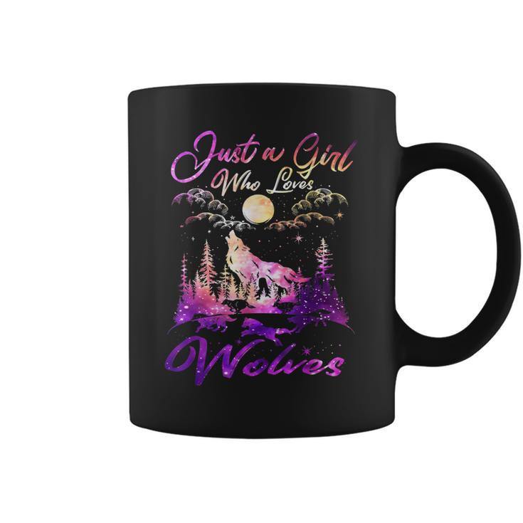 Just A Girl Who Loves Wolves Watercolor Cute Wolf Lover Gift  Coffee Mug